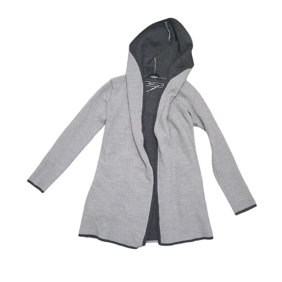 BNCI by Blanc Noir Women's Grey open hooded sweater size S wool blend modern - Picture 1 of 10